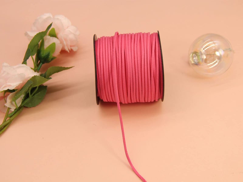 Pamir Tong Faux Leather Cord for Jewelry Making 100 Yards 2.6mm Thin Suede String Rope Deep Pink Bracelet Corder DIY Crafts Cord for Necklace-Dream Catcher Supplies-Hat- Walking Stick - Image 3